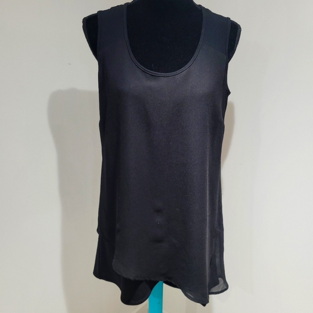Lundstrom Women's Asymmetrical Draped Sleeveless Blouse Small Black Whimsigoth